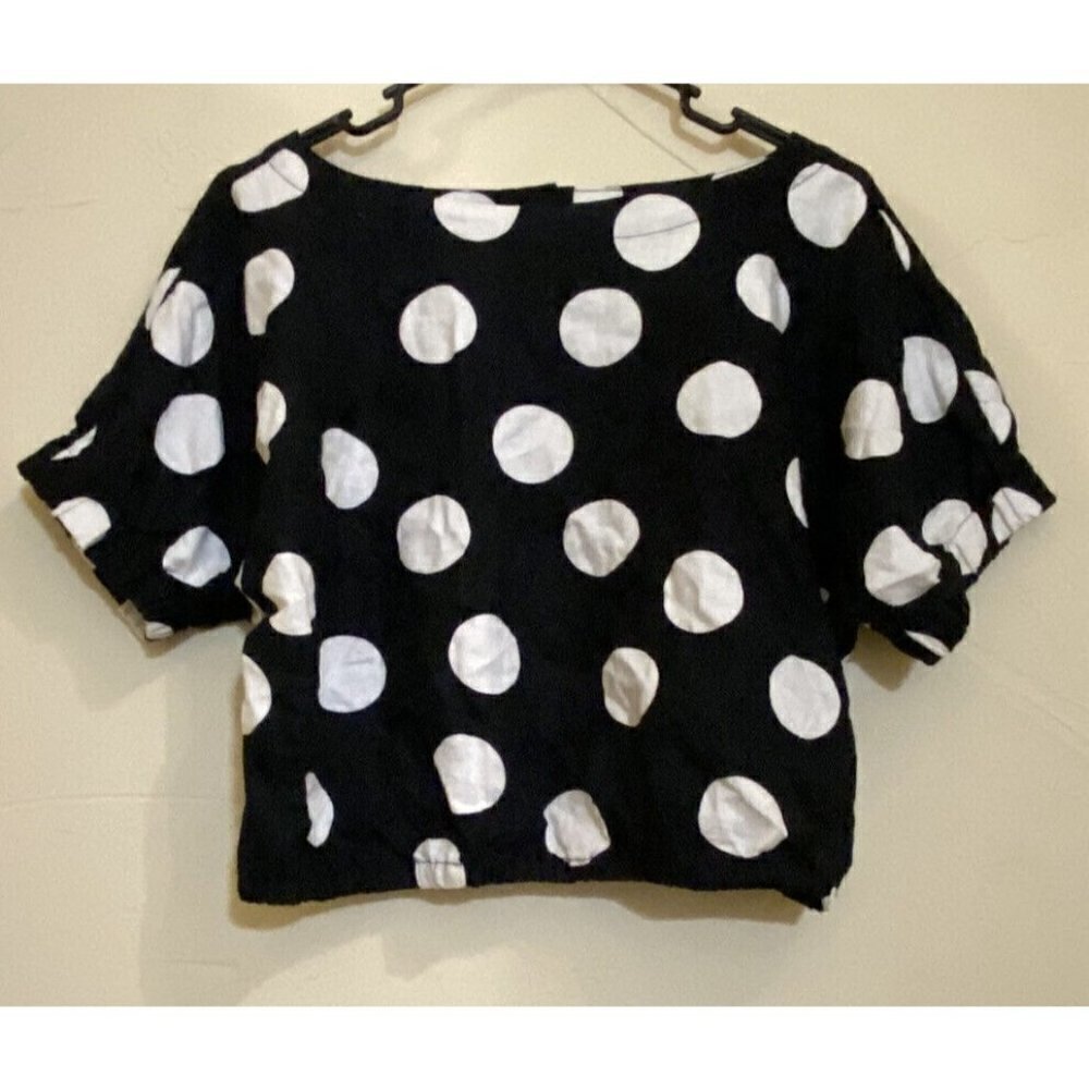 Tabitha Brown  Women's Polka Dot Short Sleeve Button Back Top  Medium New